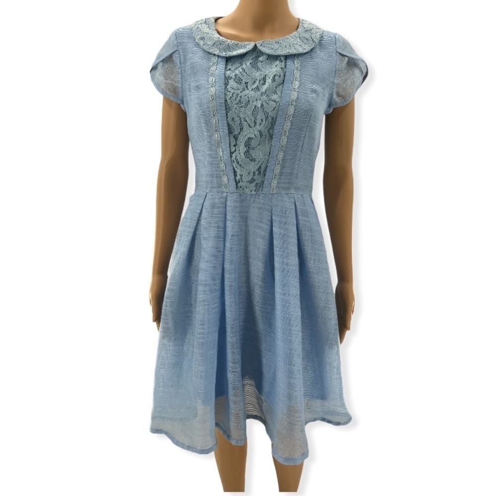 Zeehan Blue Short Sleeve Dress Size S